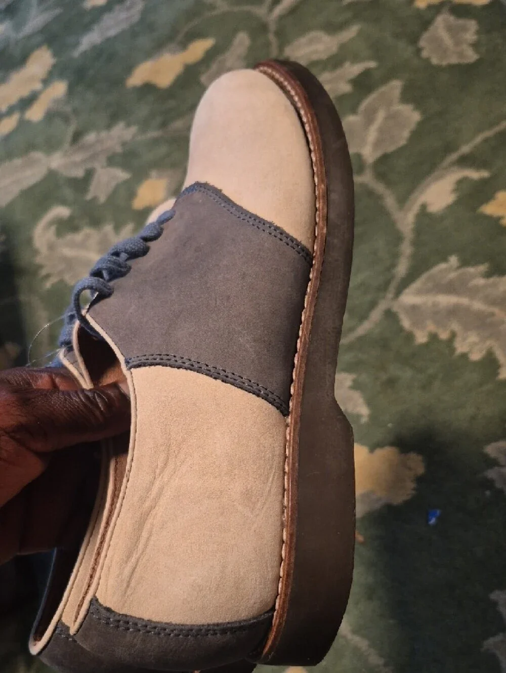 G.H. Bass & Co. Two-Tone Suede Derby Shoes in Blue and Cream